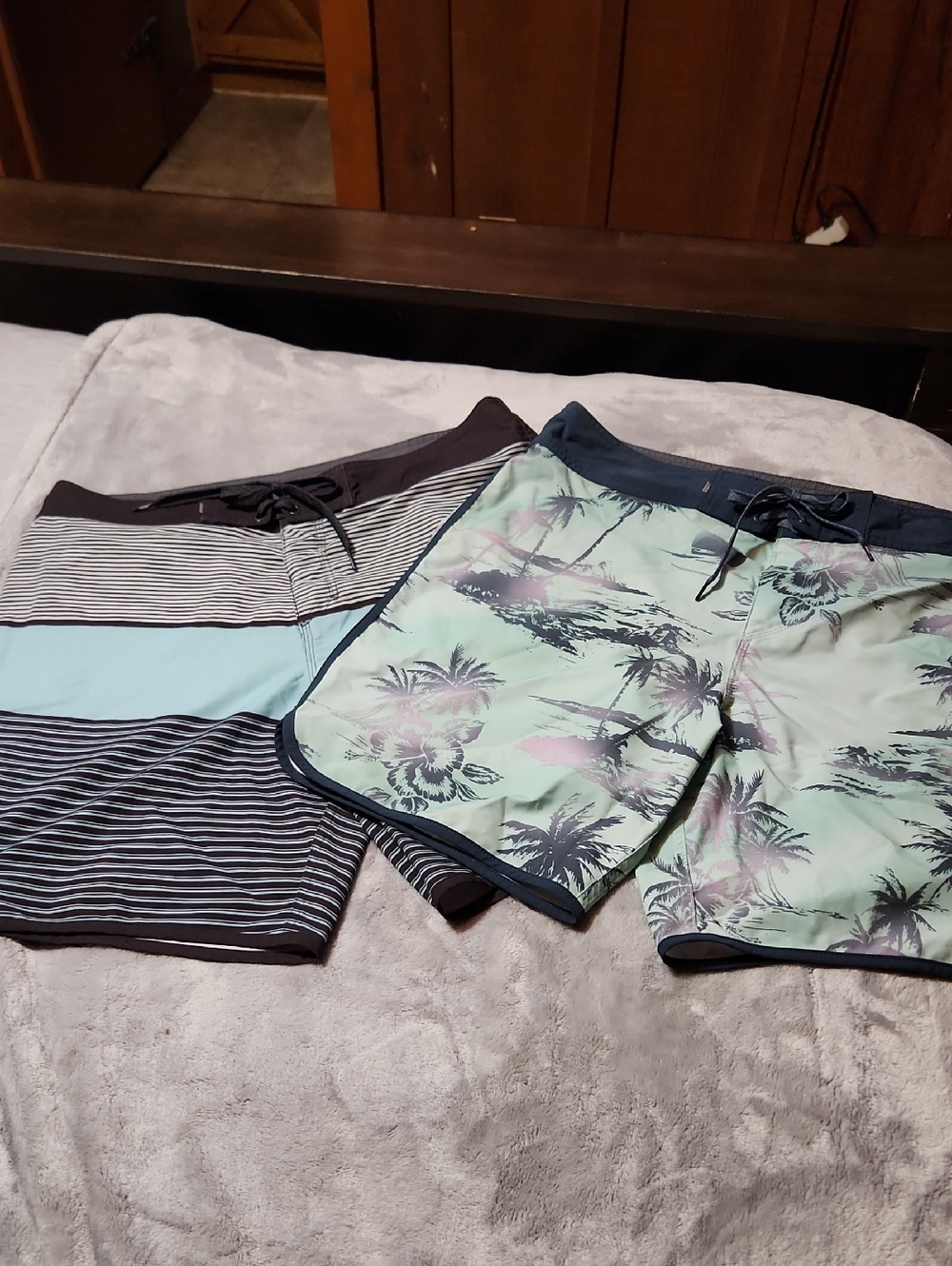Quiksilver Mint Green Palm Print Swim Shorts